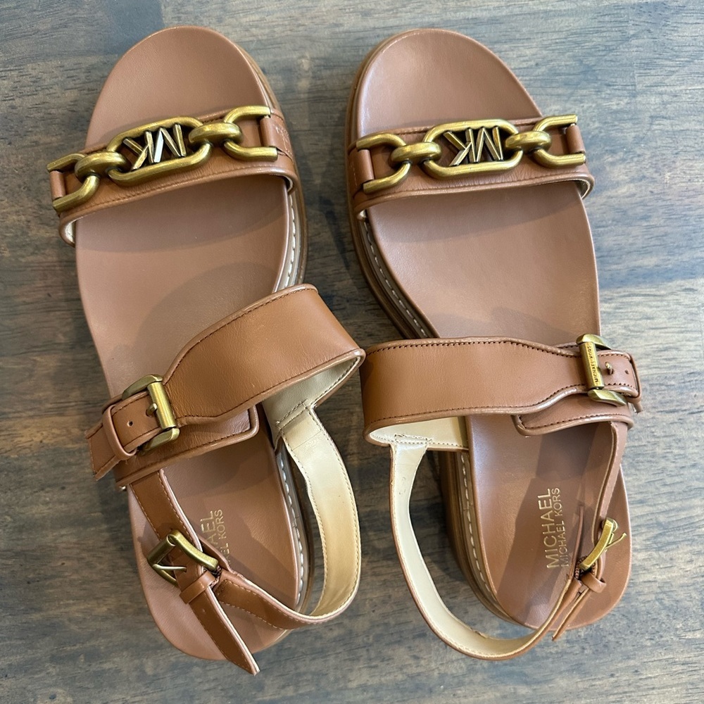 MICHAEL Michael Kors Kailey Leather Lug Heel Brown - Picture 3 of 7